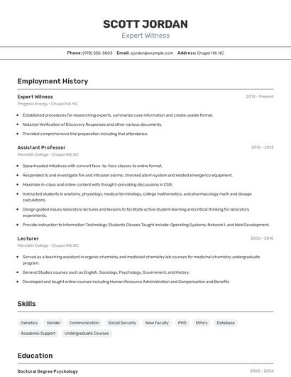 Expert Witness Resume