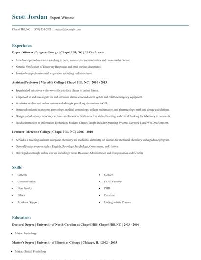 Expert Witness Resume