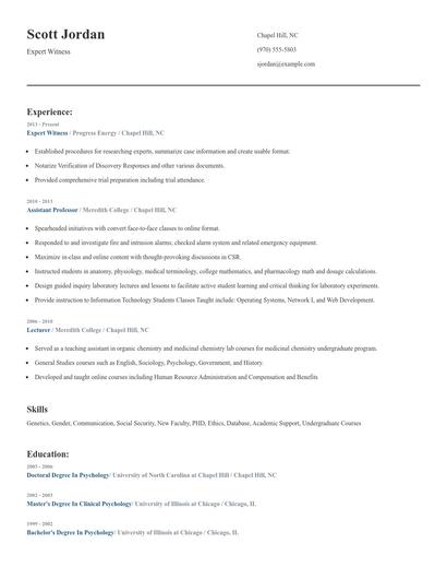 Expert Witness Resume