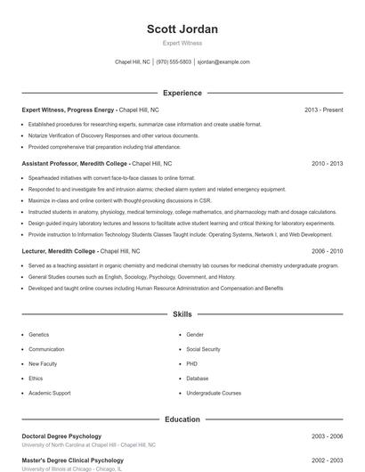 Expert Witness Resume