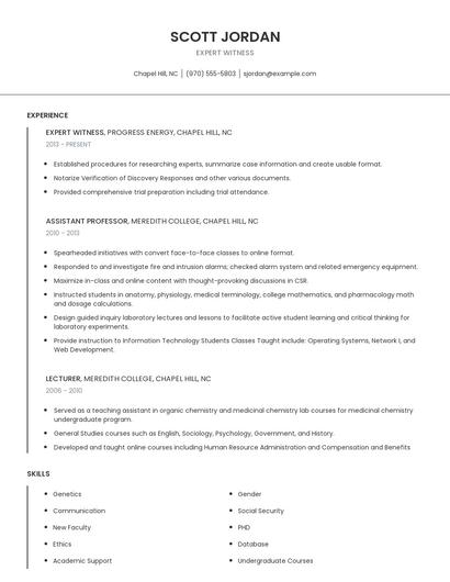 Expert Witness Resume