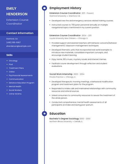 Extension Course Coordinator Resume
