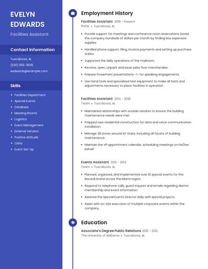 Facilities Assistant Resume