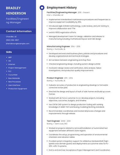 Facilities/Engineering Manager Resume