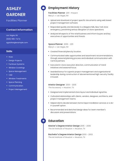 Facilities Planner Resume
