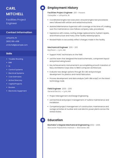 Facilities Project Engineer Resume