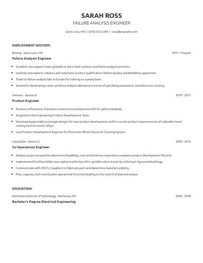 Failure Analysis Engineer Resume