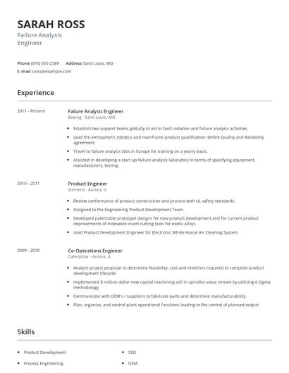 Failure Analysis Engineer Resume