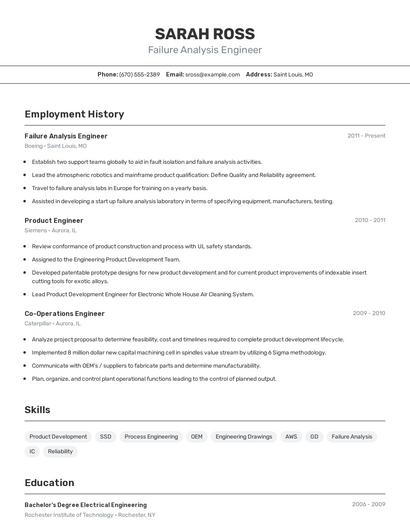 Failure Analysis Engineer Resume