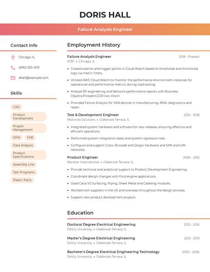 Failure Analysis Engineer Resume