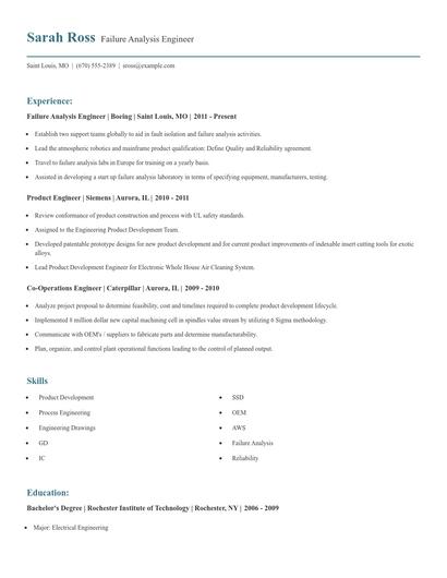 Failure Analysis Engineer Resume