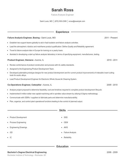 Failure Analysis Engineer Resume