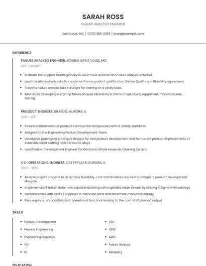 Failure Analysis Engineer Resume