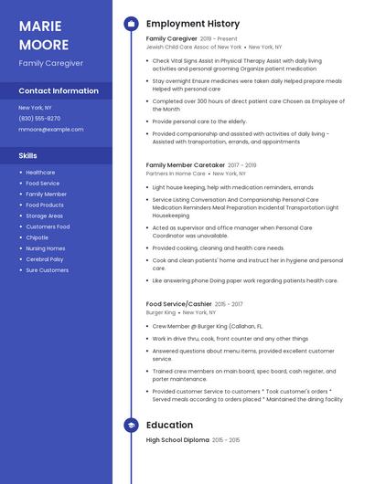 Family Caregiver Resume