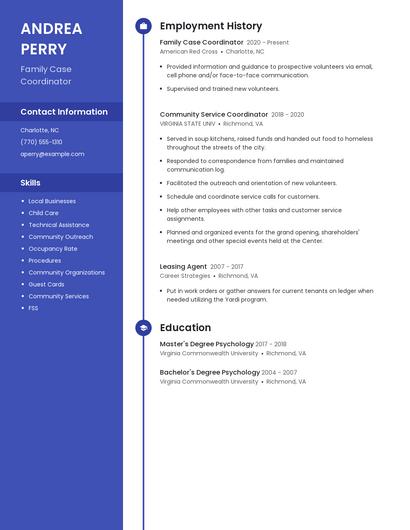 Family Case Coordinator Resume