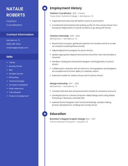 Fashion Coordinator Resume