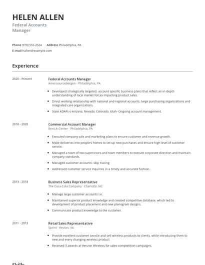Federal Accounts Manager Resume