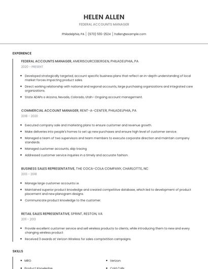 Federal Accounts Manager Resume