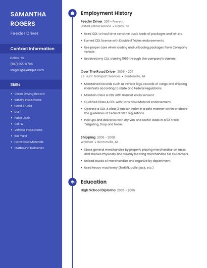 Feeder Driver Resume