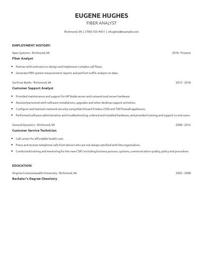 Fiber Analyst Resume