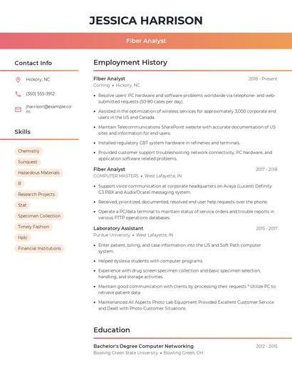Fiber Analyst Resume