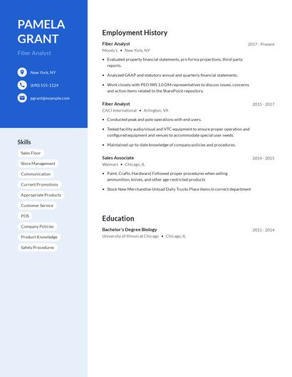 Fiber Analyst Resume