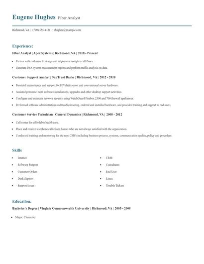 Fiber Analyst Resume