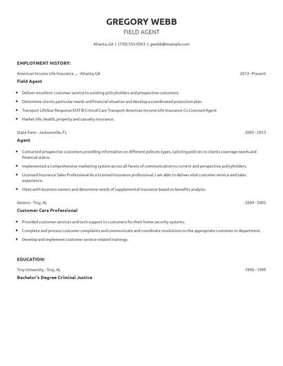 Field Agent Resume