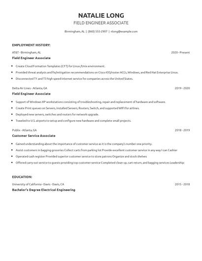 Field Engineer Associate Resume
