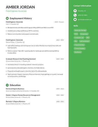 Field Engineer Associate Resume