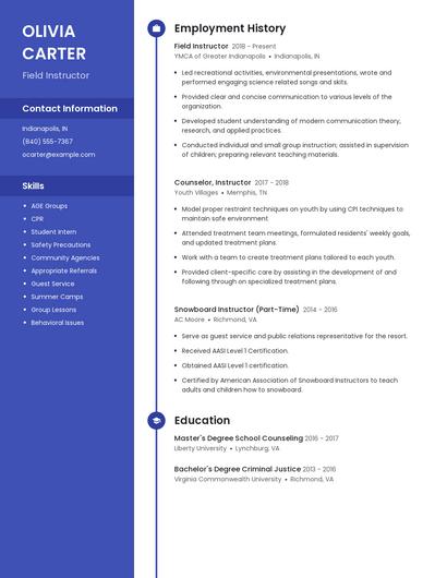 Field Instructor Resume