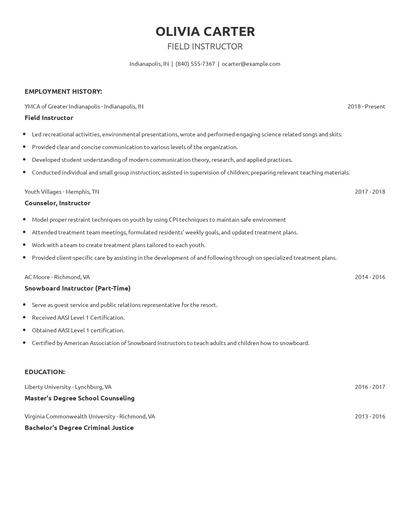 Field Instructor Resume
