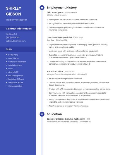 Field Investigator Resume