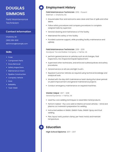 Field Maintenance Technician Resume