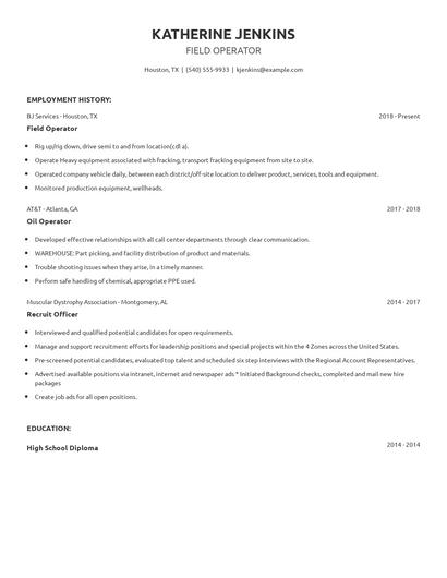 Field Operator Resume
