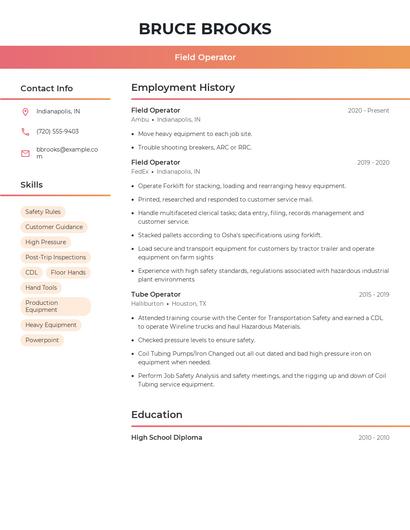 Field Operator Resume