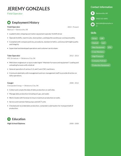Field Operator Resume