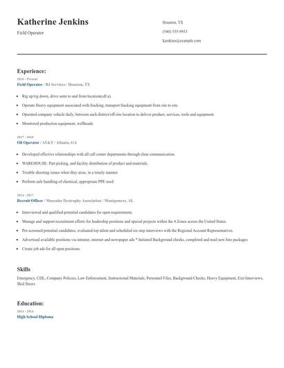Field Operator Resume