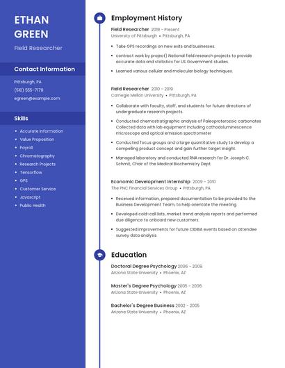 Field Researcher Resume