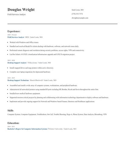 Field Services Analyst Resume