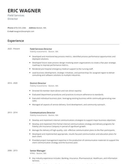 Field Services Director Resume