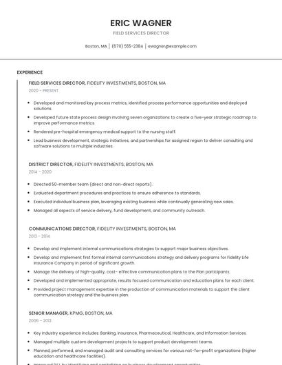 Field Services Director Resume