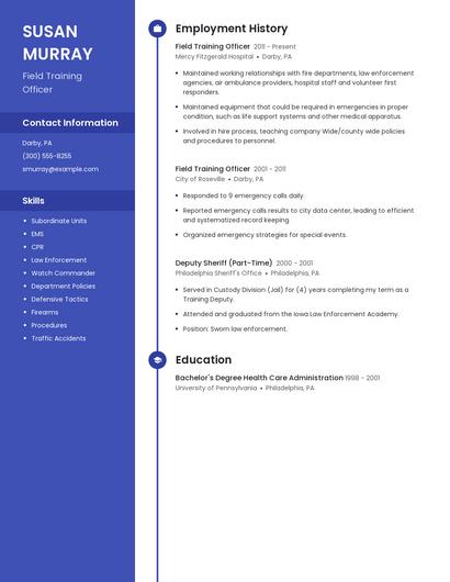 Field Training Officer Resume