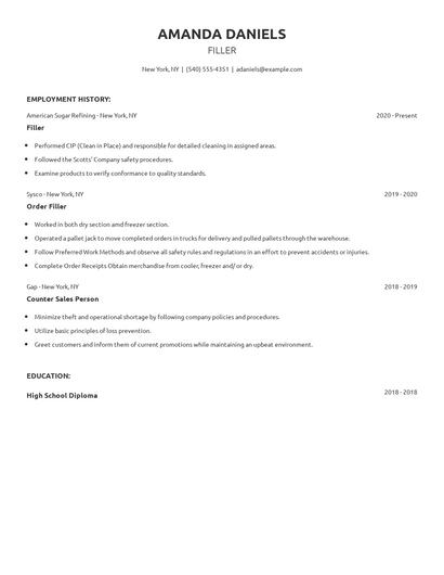 Filler Resume