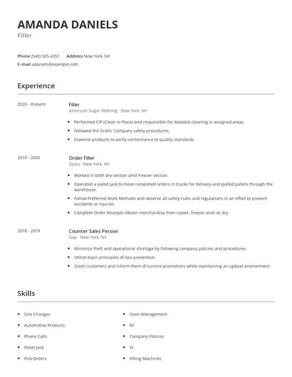 Filler Resume
