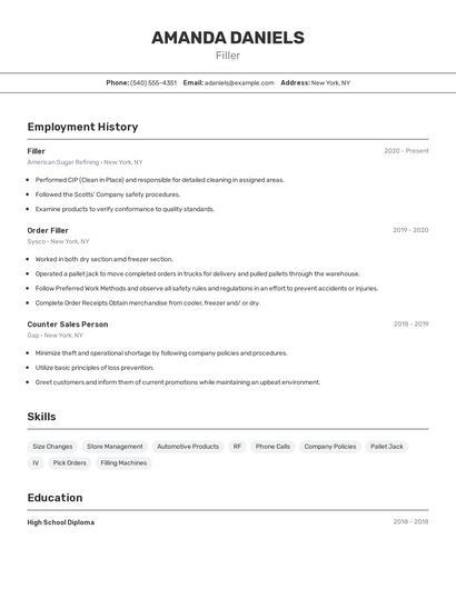 Filler Resume