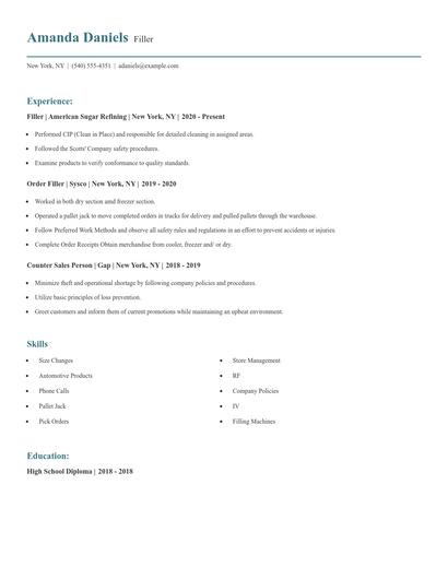Filler Resume