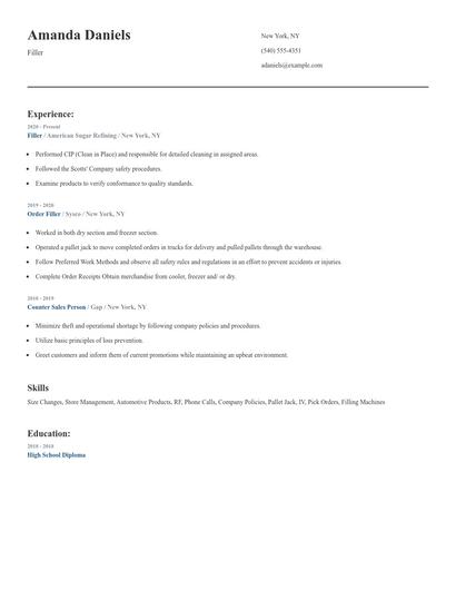 Filler Resume