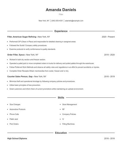 Filler Resume