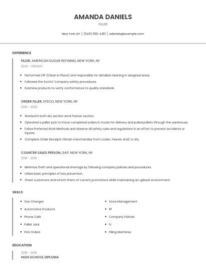 Filler Resume